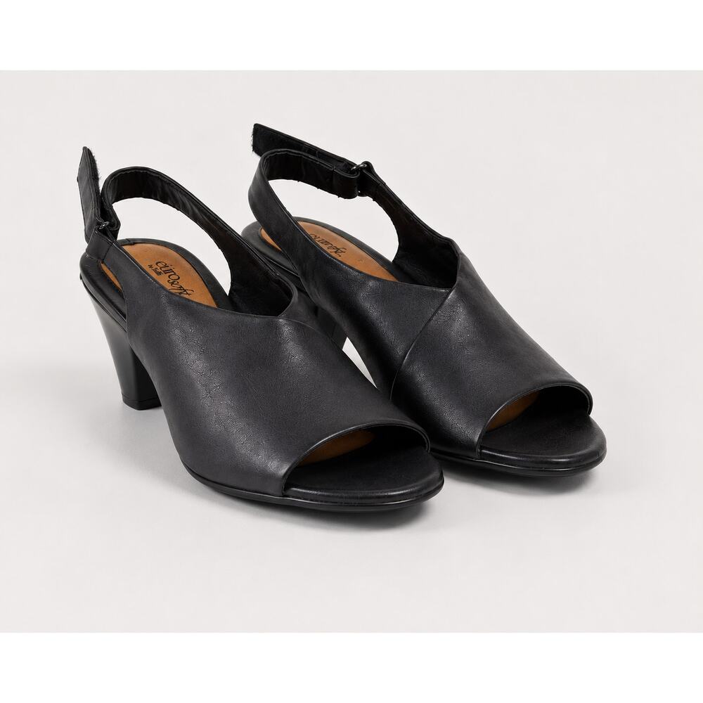 Eurosoft by Sofft Vannie Slingback Mule Heels Black Vegan Leather 11M